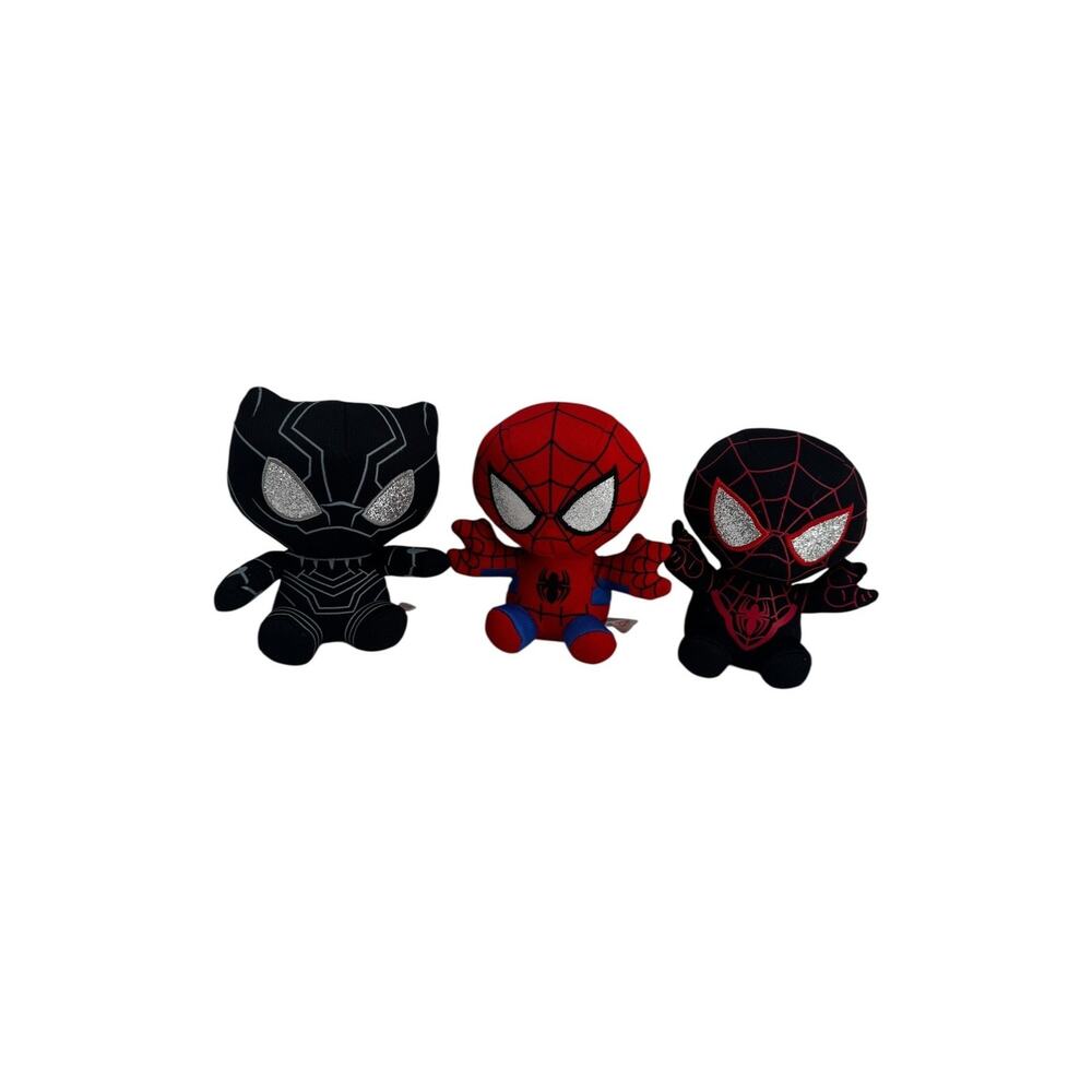 Marvel Spider-Man Plush Lot of 3 Miles Morales Black Suit Classic Spidey